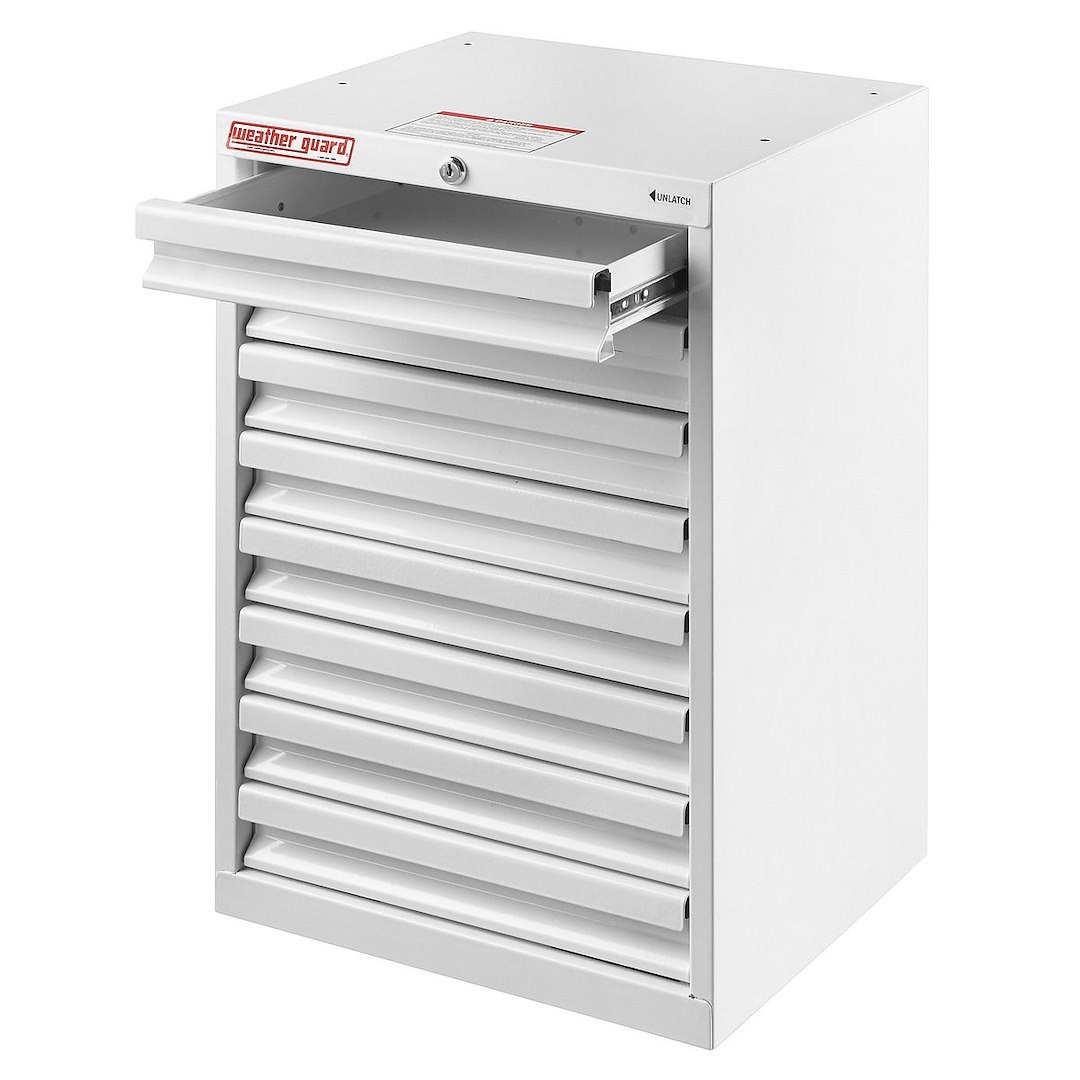 Weather Guard Van Storage System Cabinet, Floor Mount, 16 Inch Width X 24 Inch Height X 13-1/2 Inch Depth, 8 Drawers, Steel – 9928-3-02