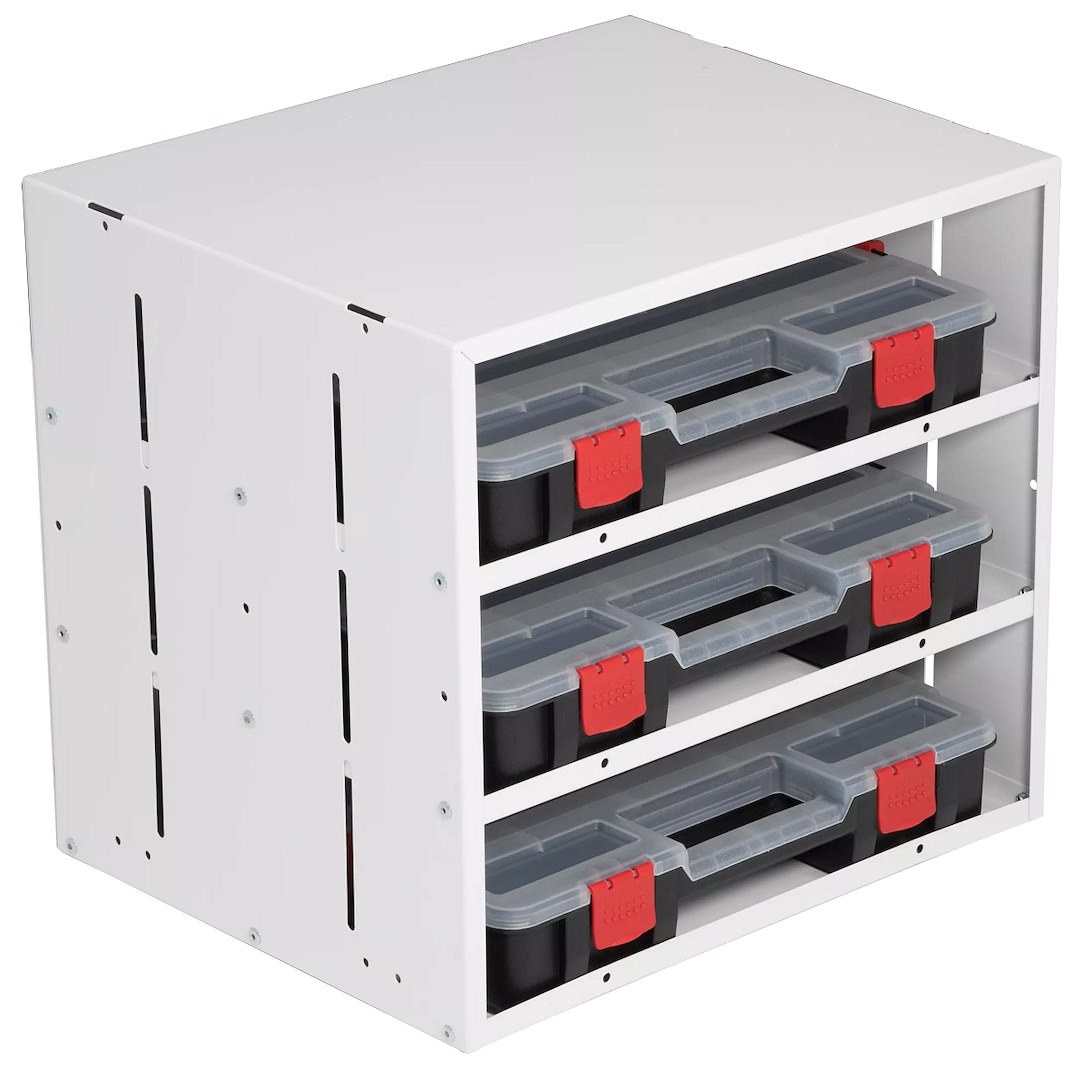 Weather Guard Van Storage System Cabinet, Shelf/ Floor Mount, 16.6 Inch Width X 15.2 Inch Height X 13.4 Inch Depth, 3 Shelves, White – 9960-3-01