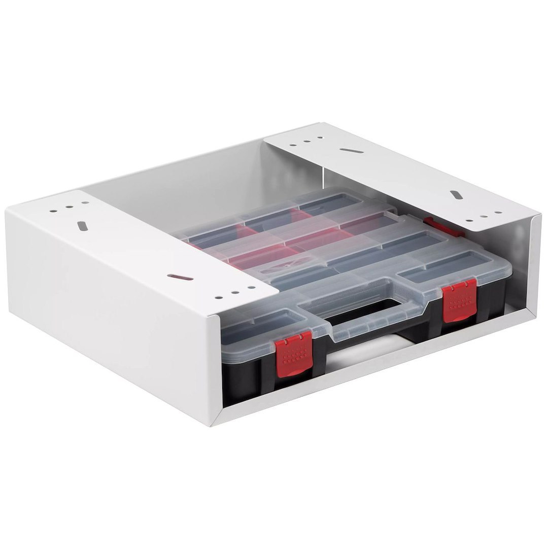 Weather Guard Van Storage System Parts Organizer Case, White, Powder Coated, Steel, With Mounting Bracket – 9963-3-01