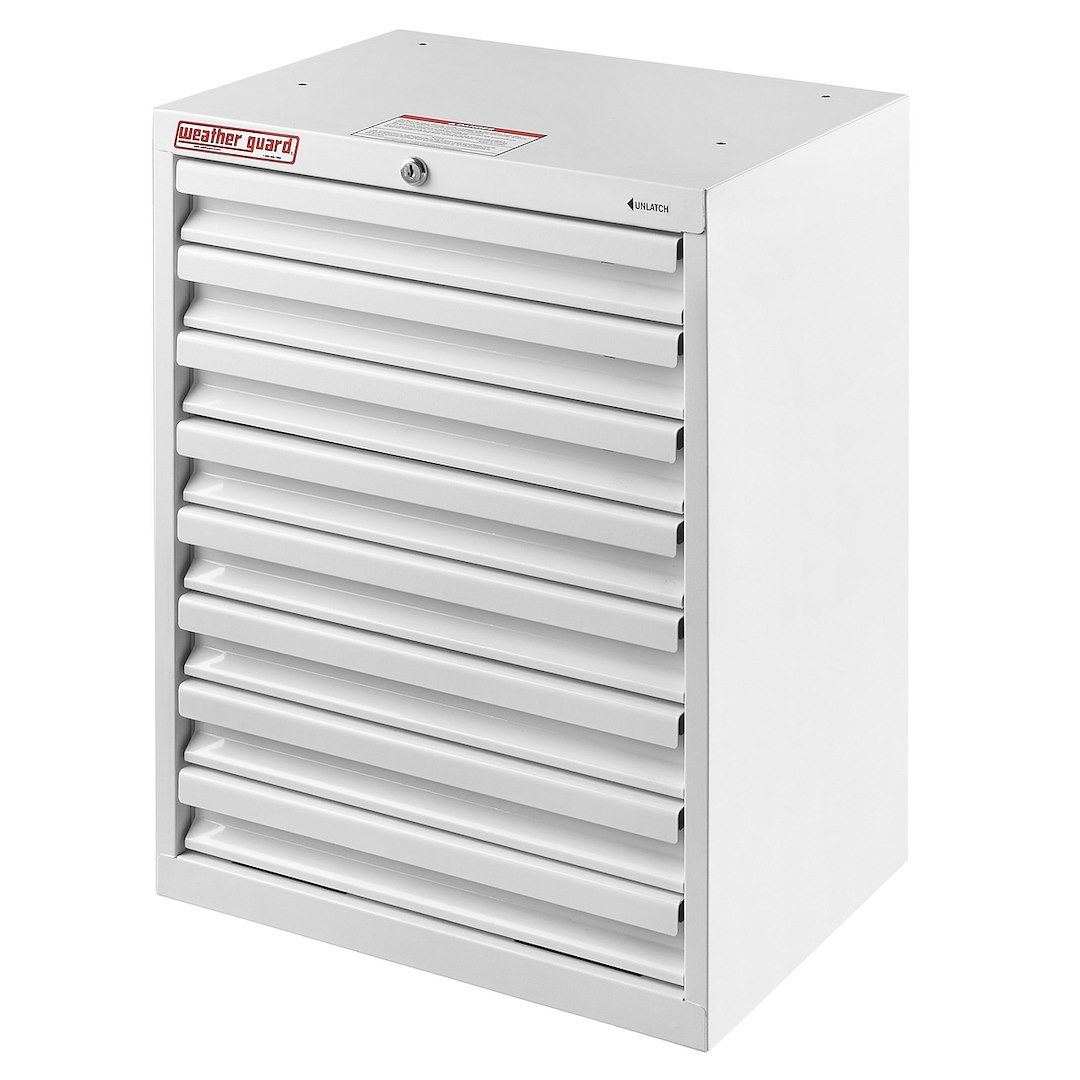 Weather Guard Van Storage System Cabinet, Floor Mount, 18 Inch Width X 24 Inch Height X 14 Inch Depth, 8 Drawers, Steel, Lockable – 9988-3-01