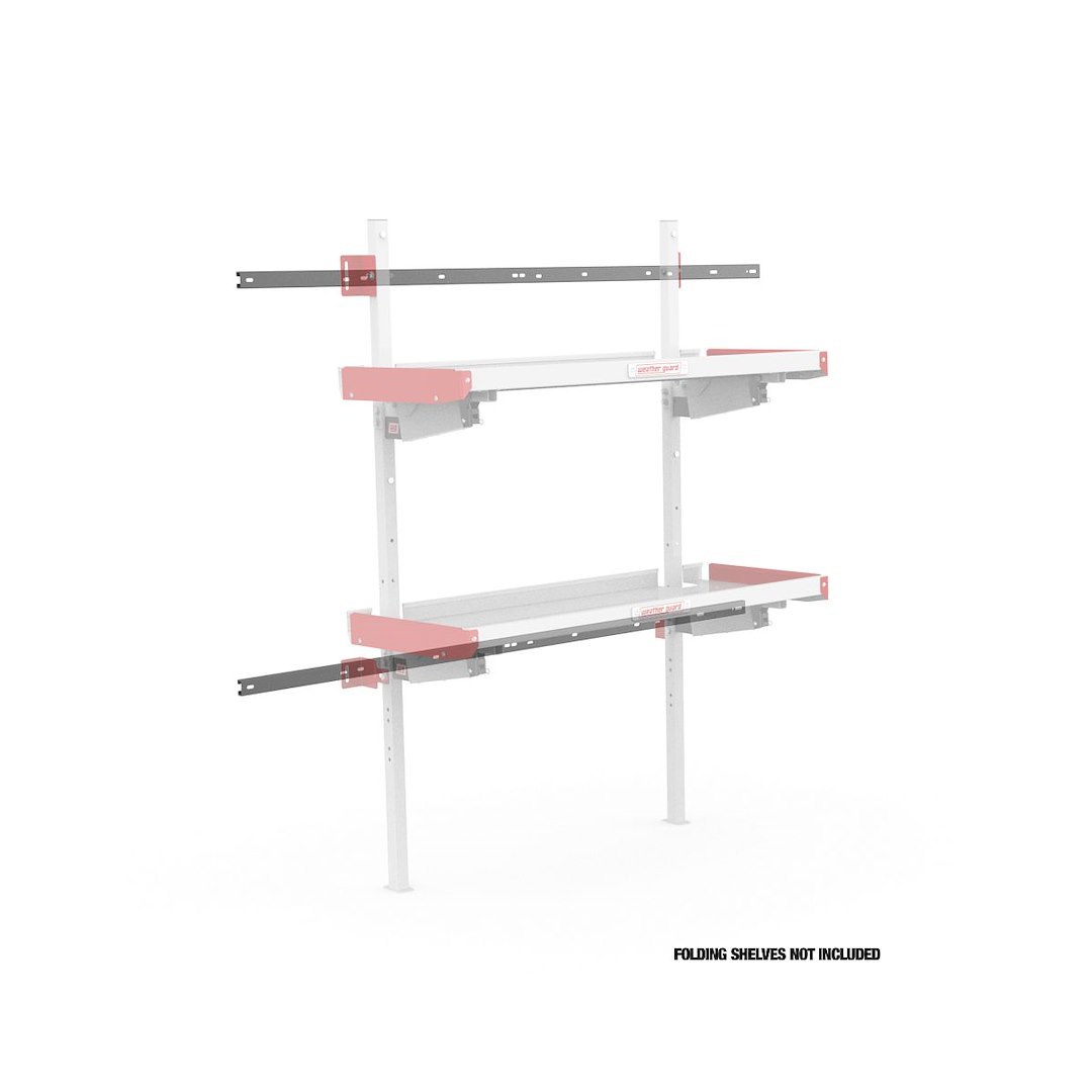 Weather Guard Van Storage System Shelf Support, For Mounting Weatherguard Folding Shelf, Rail Only, 1-5/8 Inch Height, Set of 2, White – DRMS44RP