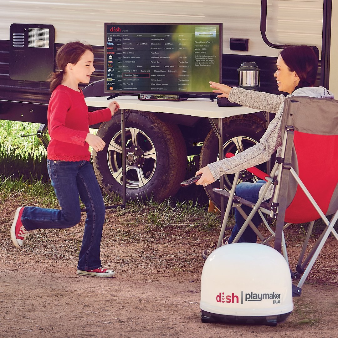 Winegard Satellite TV Antenna, Playmaker Dual ™, Optimized for Dish Service, Portable, Stationary Viewing, HD Compatible – PL8035R