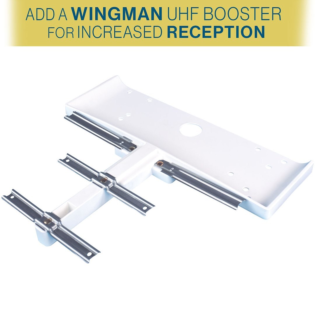 Winegard Broadcast TV Antenna, Sensar ®, Sensar ® III, Permanent Roof Mount, Multi-Directional, Receives VHF/ UHF Signals, Amplified, White – RV-3095