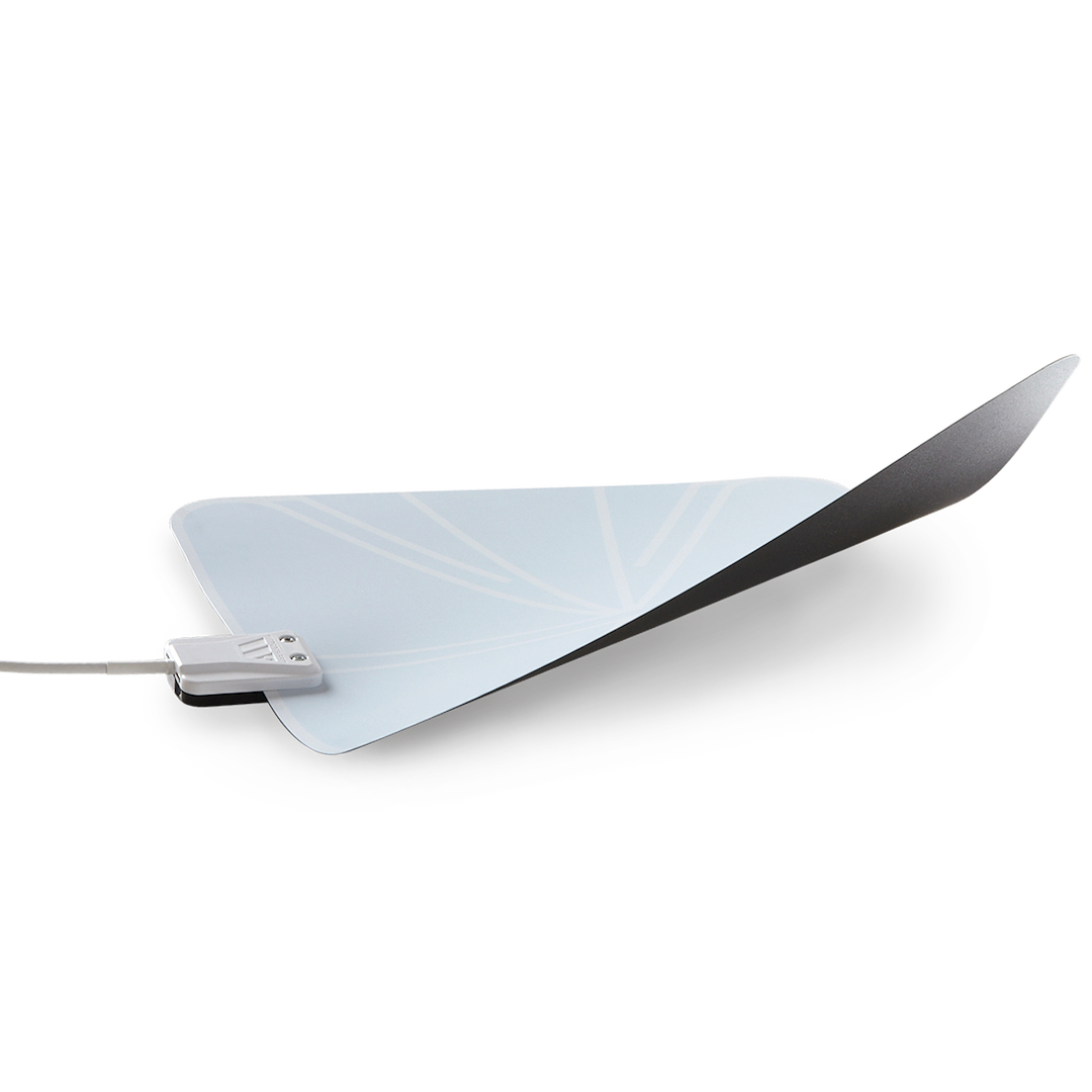 Winegard Broadcast TV Antenna, Rayzar ®, Portable Window/ Wall Mount, Multi-Directional, Receives VHF/ UHF Signals, Amplified, White – RV-RZ85
