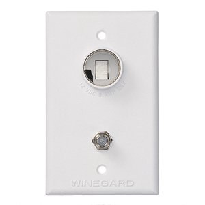 Winegard Receptacle, Indoor Use Only, 75 Ohm Coaxial Cable Satellite Input with 12 Volt DC Power Receptacle, Single Receptacle, White – TG-7341