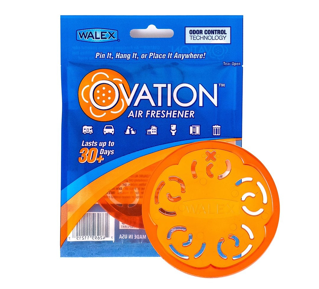 Walex Air Freshener, Ovation ™, Orange Disc/ White Disc/ Purple Disk, Citrus/ Fresh/ Lavender, Hangable, Assortment of 24 (8 Each Color) – OVAASST