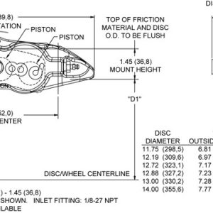 Wilwood Brake Caliper, Narrow Superlite, Right Side Radial Mount, Six Piston Caliper/ Two 1.62 Inch and Four 1.12 Inch – 120-11778-BK