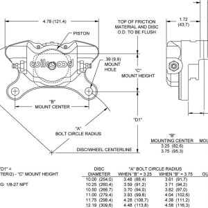 Wilwood Brake Caliper, Dynapro, Lug Mount, Dual 1.38 Inch Piston Caliper, Without Brake Pads, Type III Hard Anodized, Gray, Aluminum – 120-9689