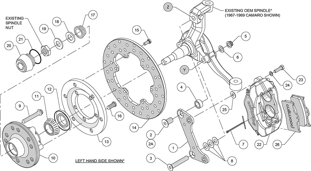 Wilwood Brake Kit, Forged Dynalite, Drag Race Use Only/ -0.12 Offset, With BP-10 Metallic Brake Pads, 4 Piston – 140-1017-BD