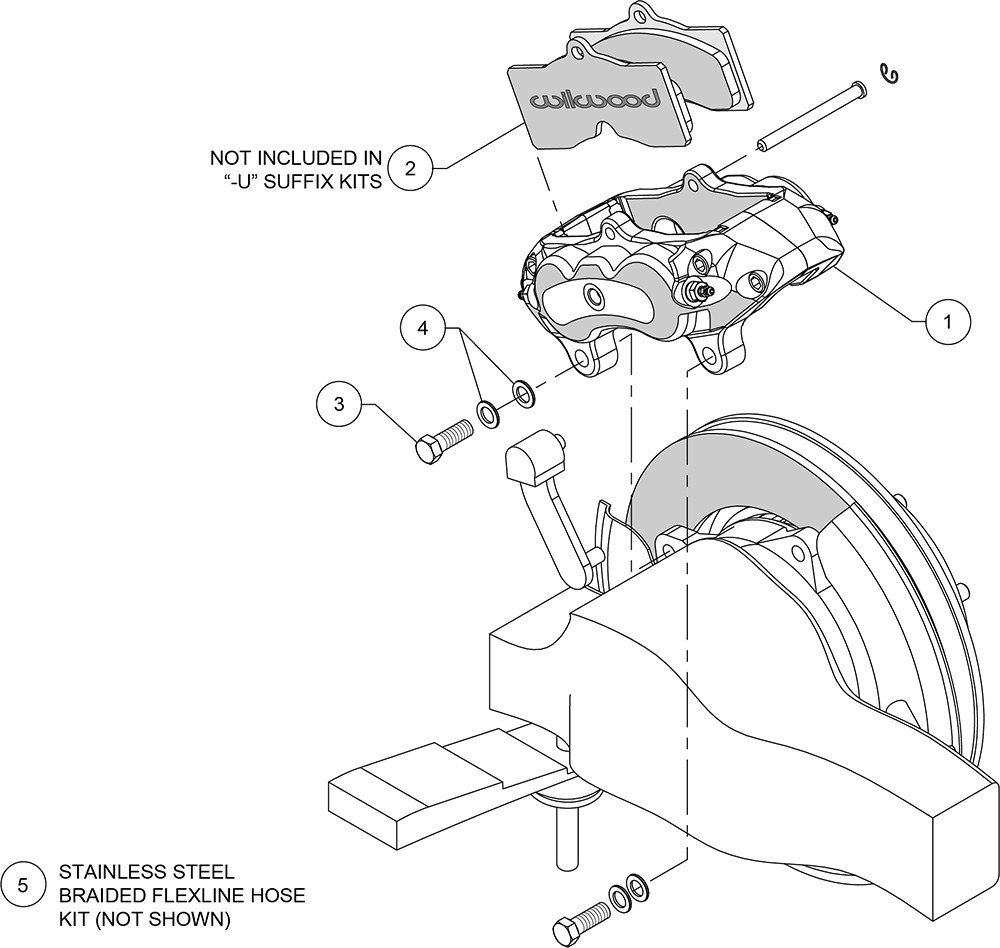 Wilwood Brake Caliper, D8-4, Fixed Mount, 4 Piston, With BP-10 Metallic Brake Pads, Use with 11.75 Inch X 1.25 Inch Rotors – 140-10790