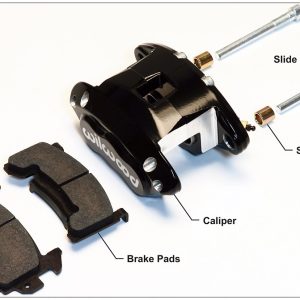 Wilwood Brake Caliper, Floating Mount, Dual 1.62 Inch Piston Caliper, With BP-10 Metallic Brake Pads, Powder Coated, Black, Aluminum – 140-12099-BK