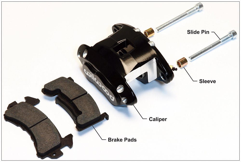 Wilwood Brake Caliper, Floating Mount, Dual 1.62 Inch Piston Caliper, With BP-10 Metallic Brake Pads, Powder Coated, Black, Aluminum – 140-12099-BK