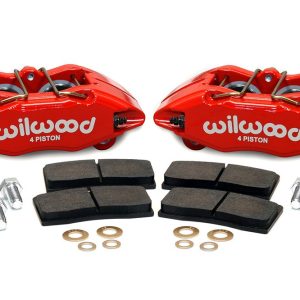 Wilwood Brake Caliper, Lug Mount, Four 1.62 Inch Piston Caliper, With BP-10 Metallic Brake Pads, Powder Coated, Red, Aluminum – 140-13029-R
