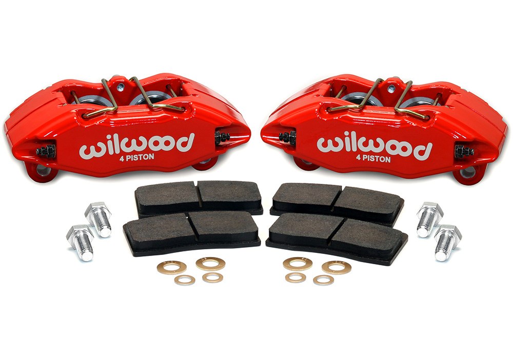 Wilwood Brake Caliper, Lug Mount, Four 1.62 Inch Piston Caliper, With BP-10 Metallic Brake Pads, Powder Coated, Red, Aluminum – 140-13029-R