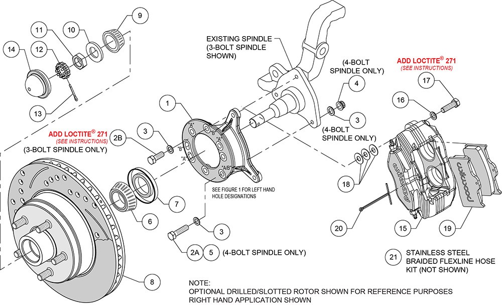 Wilwood Brake Kit, Dynalite, Performance Upgrade, 11.3 Inch Diameter Plain Face Iron Rotor, With BP-10 Metallic Brake Pads – 140-13476