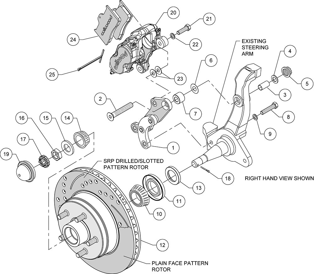 Wilwood Brake Kit, Classic Series, 11.30 Inch Diameter Plain Face Rotor, 1-Piece, With Type III Ano 4 Piston Calipers – 140-13653