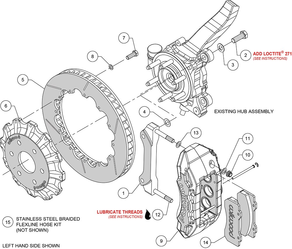 Wilwood Brake Conversion Kit, TX6R Big Brake, Performance Upgrade, Iron 15 Inch Diameter Gt Plain Rotor, With BP-20 Metallic Brake Pads – 140-13865-R