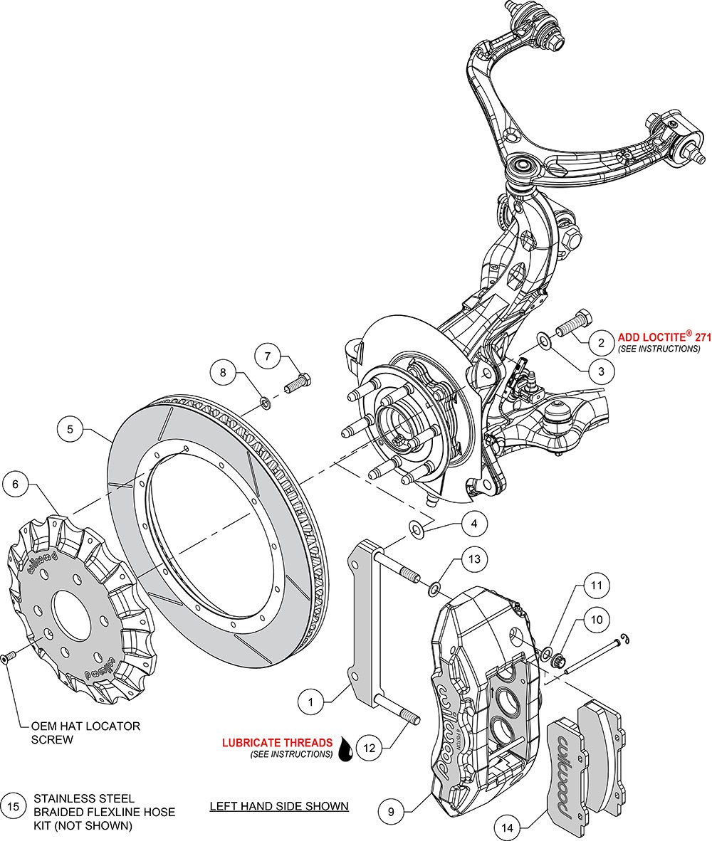 Wilwood Brake Conversion Kit, TX6R Big Brake, Performance Upgrade, Iron 16 Inch Diameter Gt Slotted Rotor, With BP-20 Brake Pads – 140-15729-R