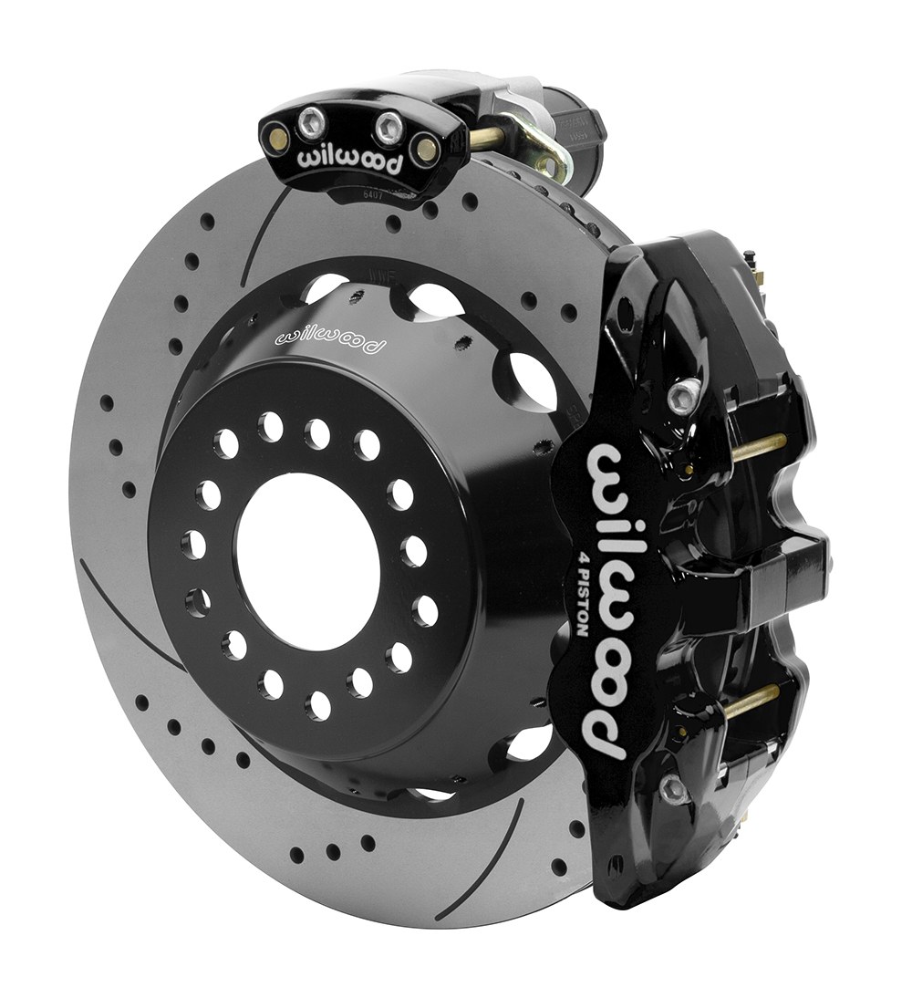 Wilwood Brake Kit, AERO4, For Use with Big Ford New Style Rear/ 2.50 Axle Offset, 14 Inch Diameter Drilled and Slotted Iron Rotor – 140-15846-D