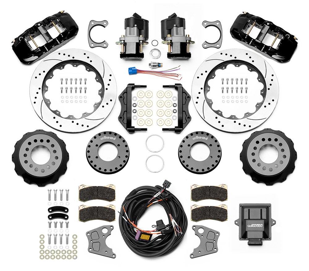 Wilwood Brake Kit, AERO4, For Use with Big Ford New Style Rear/ 2.50 Axle Offset, 14 Inch Diameter Drilled and Slotted Iron Rotor – 140-15846-D