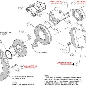 Wilwood Brake Kit, AERO4, For Use with Big Ford New Style Rear/ 2.50 Axle Offset, 14 Inch Diameter Drilled and Slotted Iron Rotor – 140-15846-D