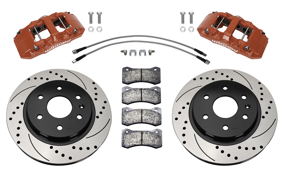 Wilwood Brake Kit, Aero6-DM, Without Brake Pads, 6-Piston Red Powder Coated Stainless Caliper – 140-16804-DR