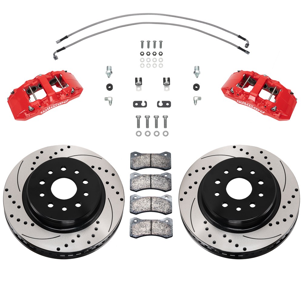 Wilwood Brake Kit, Aero6-DM, Without Brake Pads, 6-Piston Red Powder Coated Stainless Caliper – 140-17275-DR