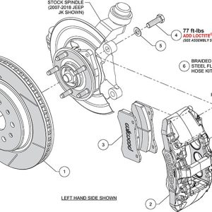 Wilwood Brake Kit, Aero6-DM, Without Brake Pads, 6-Piston Red Powder Coated Stainless Caliper – 140-17275-DR