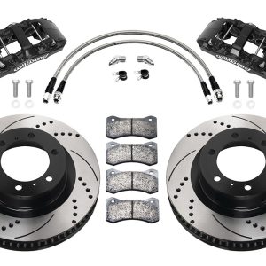 Wilwood Brake Kit, Aero6-DM, Powder Coated Black 6 Piston Calipers, 13.31 Inch Diameter Drilled and Slotted Rotor – 140-17511-D