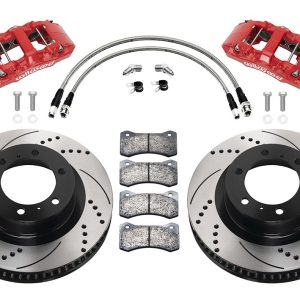 Wilwood Brake Kit, Aero6-DM, Powder Coated Red 6 Piston Calipers, 13.31 Inch Diameter Drilled and Slotted Rotor – 140-17511-DR