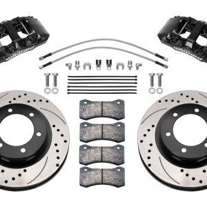 Wilwood Brake Kit, Aero6-DM, Powder Coated Black 6 Piston Calipers, 13.38 Inch Diameter Drilled and Slotted Rotor – 140-17512-D