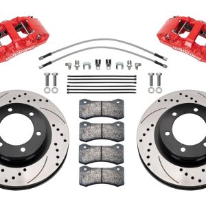 Wilwood Brake Kit, Aero6-DM, Powder Coated Red 6 Piston Calipers, 13.38 Inch Diameter Drilled and Slotted Rotor – 140-17512-DR