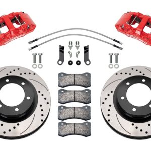 Wilwood Brake Kit, Aero6-DM, Bp-Q Compound Brake Pads, 6 Piston Red Powder Coated Forged Aluminum Caliper – 140-17557-DR