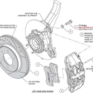 Wilwood Brake Kit, Aero6-DM, Bp-Q Compound Brake Pads, 6 Piston Red Powder Coated Forged Aluminum Caliper – 140-17557-DR