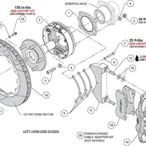 Wilwood Brake Kit, AERO4, For Use with 3.25 Axle Offset, With BP-10 Metallic Brake Pads, Red Powder Coated 4 Piston Calipers – 140-17673-DR