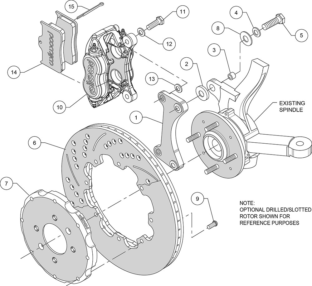 Wilwood Brake Conversion Kit, Forged Dynalite Big Brake, Performance Upgrade, With OEM 9.44 Inch Rotors – 140-6310-R