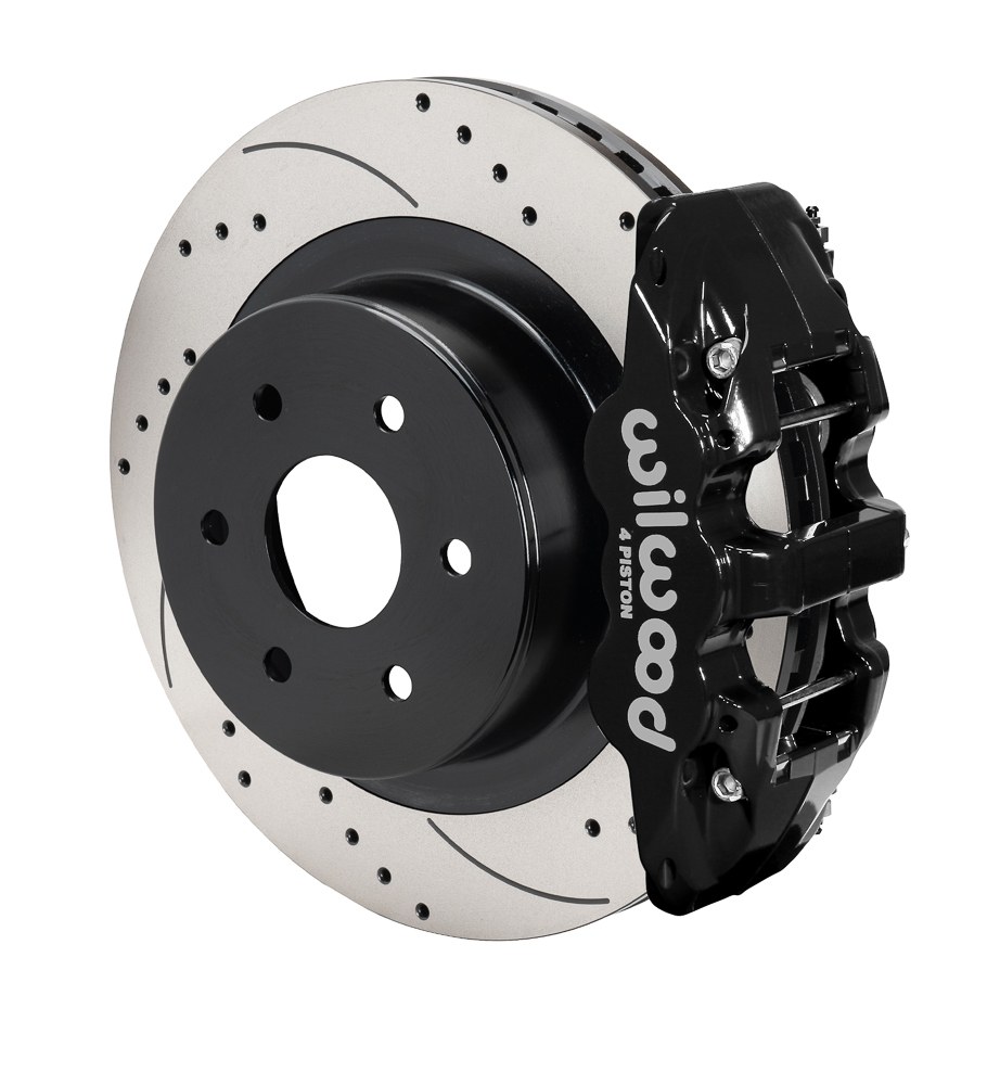 Wilwood Brake Conversion Kit, W4A Big Brake, Performance Upgrade, Black Electro Coated 14.25 Inch Diameter Drilled and Slotted Rotor – 140-9407-D