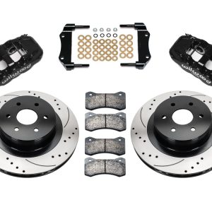 Wilwood Brake Conversion Kit, W4A Big Brake, Performance Upgrade, Black Electro Coated 14.25 Inch Diameter Drilled and Slotted Rotor – 140-9407-D