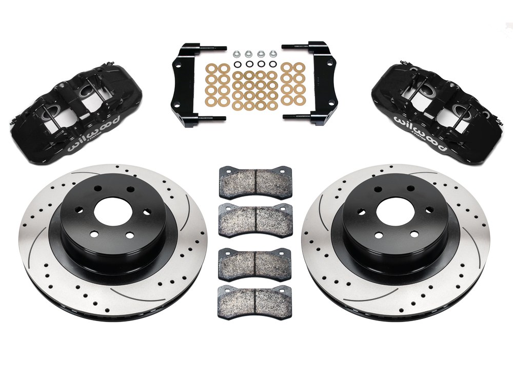 Wilwood Brake Conversion Kit, W4A Big Brake, Performance Upgrade, Black Electro Coated 14.25 Inch Diameter Drilled and Slotted Rotor – 140-9407-D