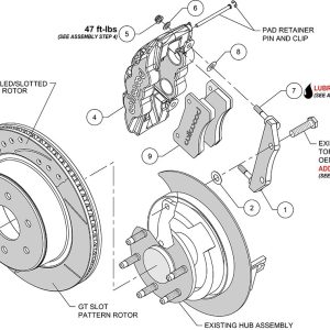 Wilwood Brake Conversion Kit, W4A Big Brake, Performance Upgrade, Black Electro Coated 14.25 Inch Diameter Drilled and Slotted Rotor – 140-9407-D