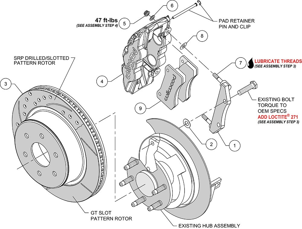 Wilwood Brake Conversion Kit, W4A Big Brake, Performance Upgrade, Black Electro Coated 14.25 Inch Diameter Drilled and Slotted Rotor – 140-9407-D