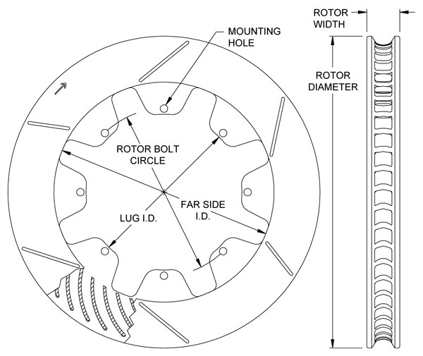 Wilwood Brake Rotor, Gt 36, Vented and Slotted, 2 Piece Without Hat, Rotor to Hat Bolt Pattern 8 X 7.00 Inch, 12.19 X 0.81 Inch Diameter – 160-12291