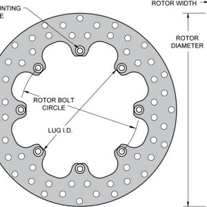 Wilwood Brake Rotor, Drilled, 2 Piece Without Hat, Rotor to Hat Bolt Pattern 8 X 7.00 Inches, 11.44 X 0.35 Inch Diameter, Black Oxide Steel – 160-1601