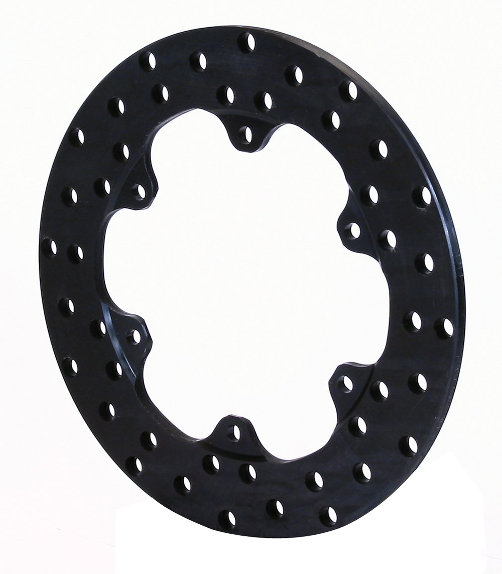 Wilwood Brake Rotor, Drilled, 2 Piece Without Hat, Rotor to Hat Bolt Pattern 6 X 6.25 Inches, 10.75 X 0.35 Inch Diameter, Black Oxide Steel – 160-3306