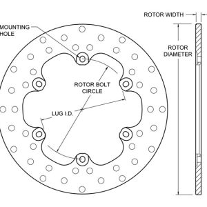 Wilwood Brake Rotor, Drilled, 2 Piece Without Hat, Rotor to Hat Bolt Pattern 6 X 6.25 Inches, 10.75 X 0.35 Inch Diameter, Black Oxide Steel – 160-3306