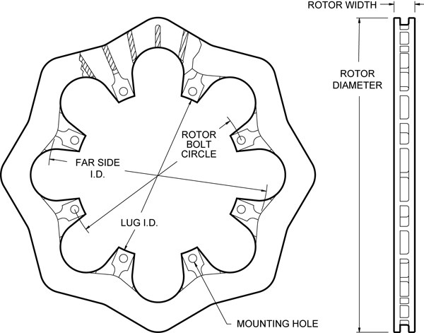 Wilwood Brake Rotor, Ultra-Light Duty, Vented and Scalloped, 2 Piece Without Hat, Rotor to Hat Bolt Pattern 8 X 7.00 Inches – 160-8136