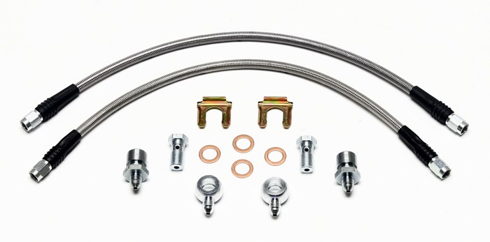 Wilwood Brake Line, Flexline, Stainless Steel Braided, 7/16 Inch Banjo Fitting to 3 AN, 16 Inch Long – 220-11372