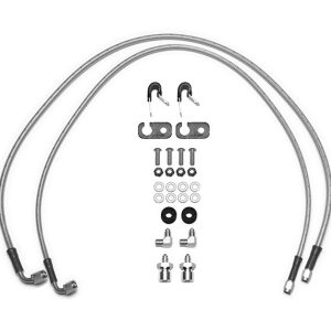 Wilwood Brake Line, Flexline, Stainless Steel Braided, 3 AN with Straight Female Inlet/ 90 Degree Outlet, 33 Inch Long – 220-15927