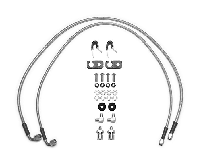 Wilwood Brake Line, Flexline, Stainless Steel Braided, 3 AN with Straight Female Inlet/ 90 Degree Outlet, 33 Inch Long – 220-15927