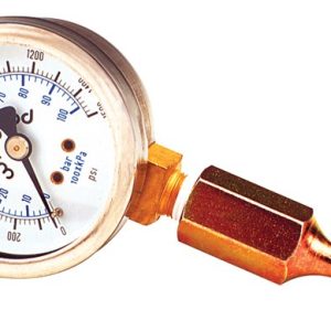 Wilwood Gauge Brake Pressure, 2 Inch Diameter, Liquid Fill Mechanical, 0 to 1500 PSI, Analog Display, White Face/ Black Needle/ Gold Bezel – 260-0966